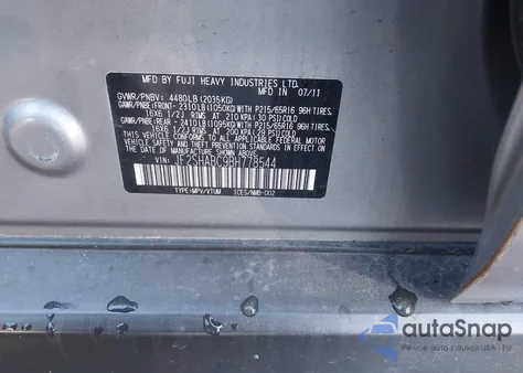 2011 Subaru Forester 2.5X z USA, uszkodzony, nr VIN JF2SHABC9BH778544